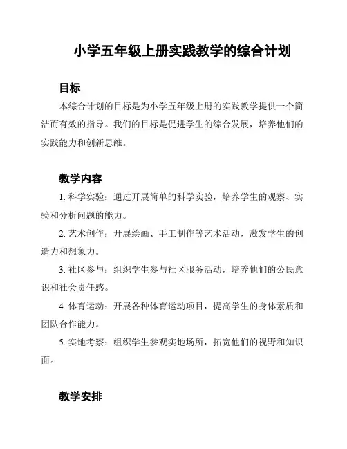 小学五年级上册实践教学的综合计划