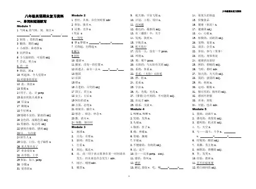 外研版八年级英语下册重点单词和短语汇总默写(默写版,期中,期末)