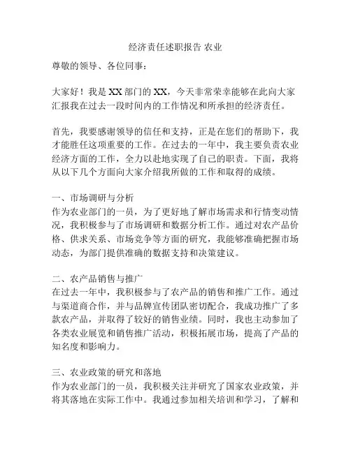 经济责任述职报告 农业