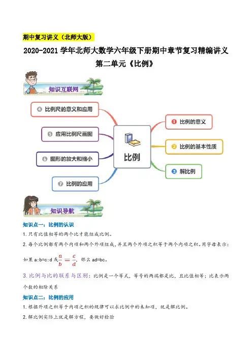 【期中讲义】第二单元《比例》数学六年级下册章节复习精编讲义(思维导图 知识讲解 达标训练)含解析