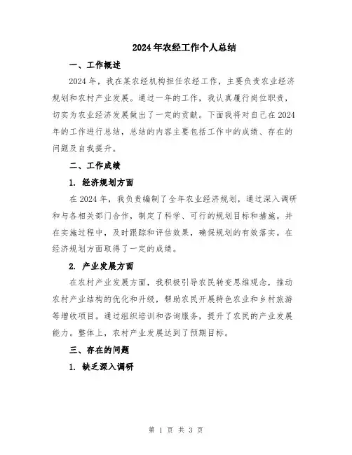 2024年农经工作个人总结