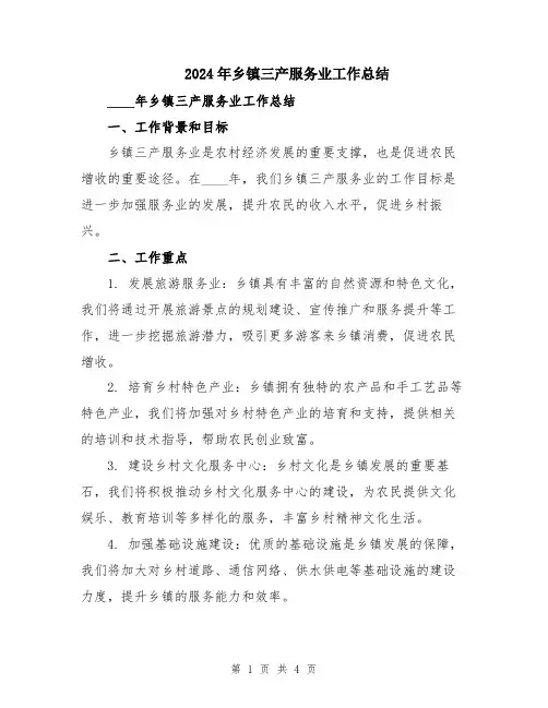 2024年乡镇三产服务业工作总结