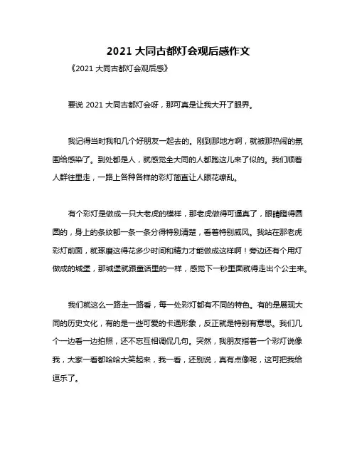 2021大同古都灯会观后感作文