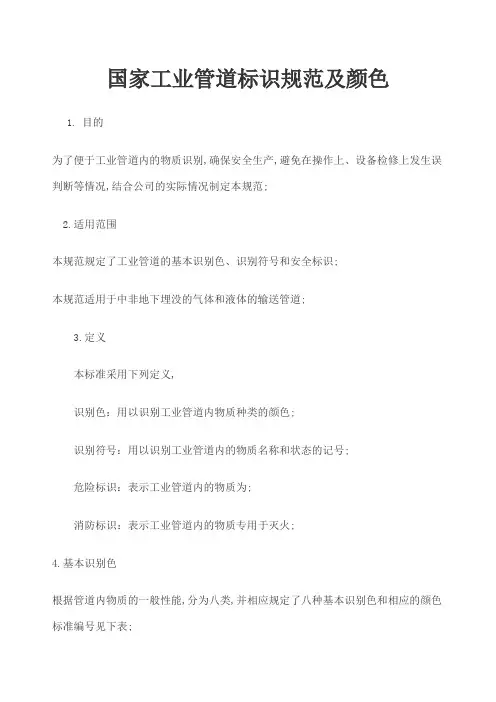 国家工业管道标识规范及颜色