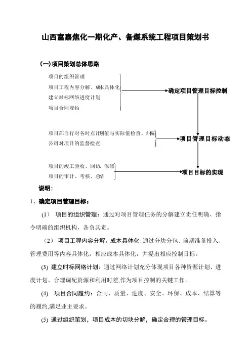 山西富嘉焦化工程项目策划书