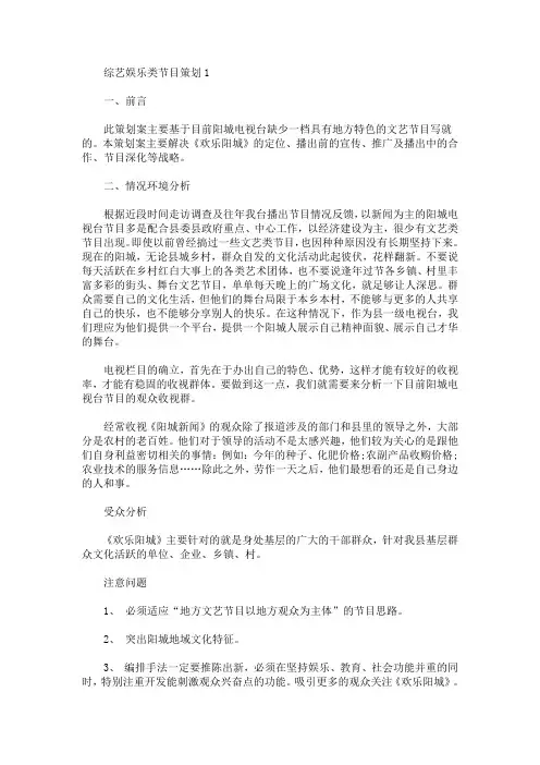 综艺娱乐类节目策划(最新)