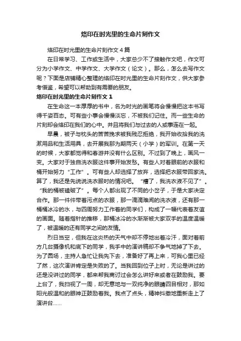 烙印在时光里的生命片刻作文