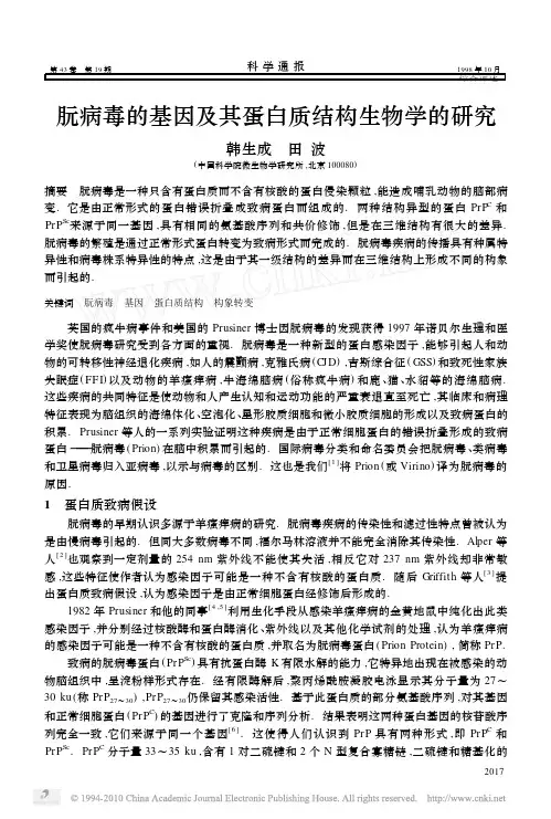 朊病毒的基因及其蛋白质结构生物学的研究