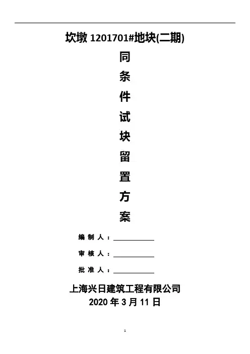 同条件混凝土试块留置方案 - 副本