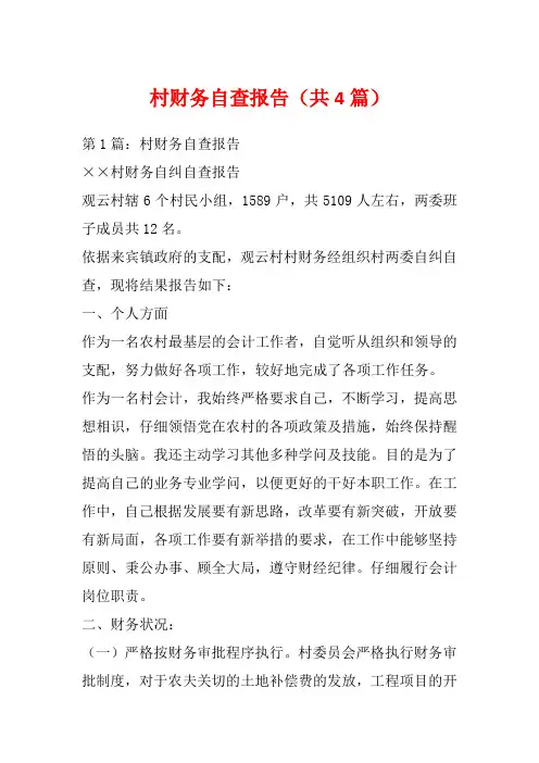 村财务自查报告(共4篇)
