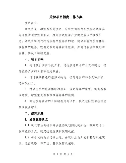 旅游项目招商工作方案