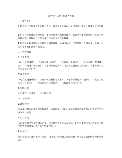 大学电气工程专硕培养方案