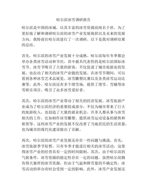 哈尔滨冰雪调研报告