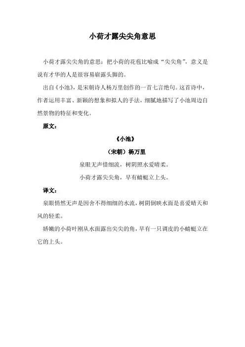 小荷才露尖尖角意思