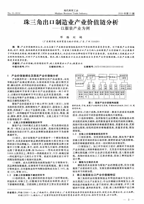 珠三角出口制造业产业价值链分析——以服装产业为例