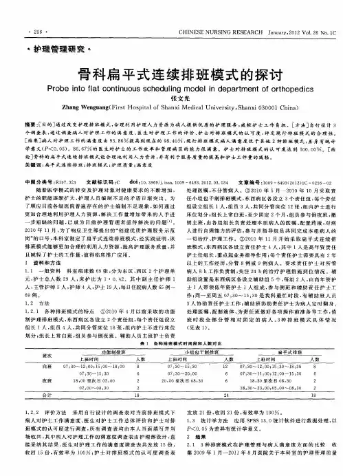 骨科扁平式连续排班模式的探讨