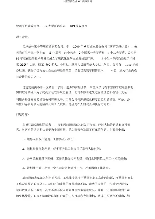 大型医药企业KPI提取案例