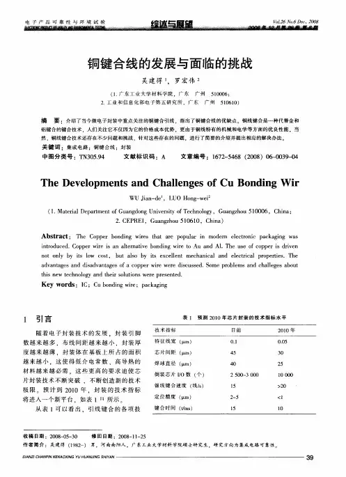 铜键合线的发展与面临的挑战
