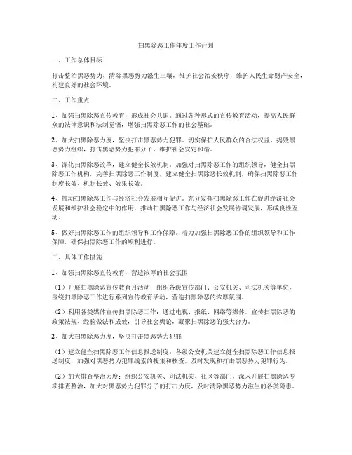扫黑除恶工作年度工作计划
