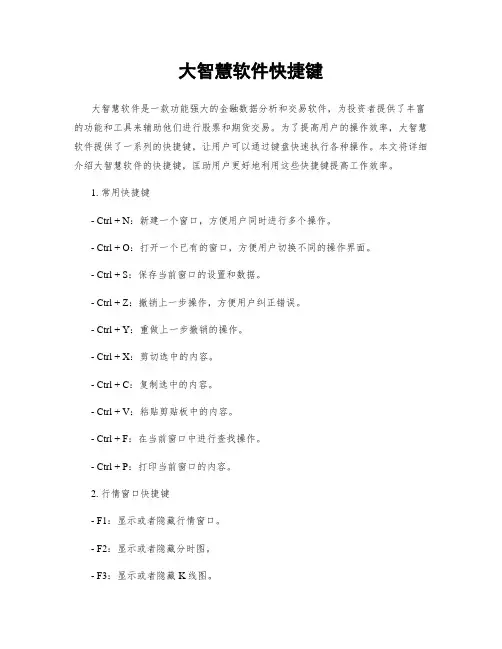 大智慧软件快捷键