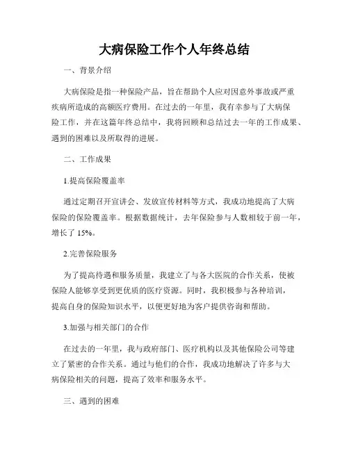 大病保险工作个人年终总结