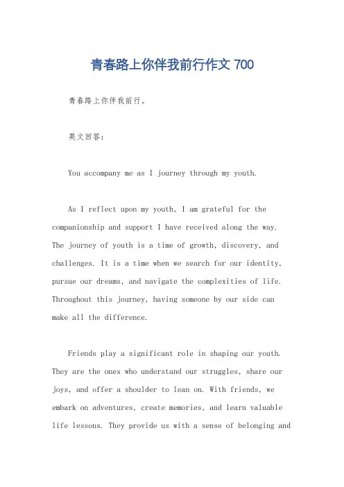 青春路上你伴我前行作文700