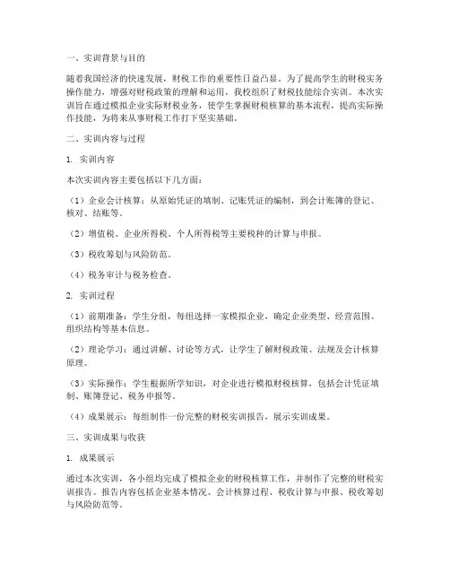 财税技能综合实训总结报告