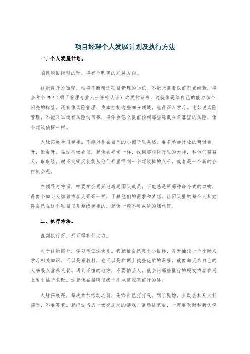 项目经理个人发展计划及执行方法