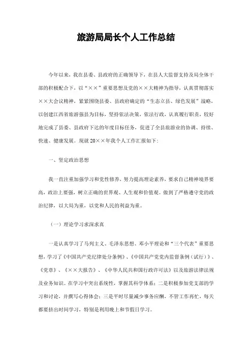 旅游局局长个人工作总结