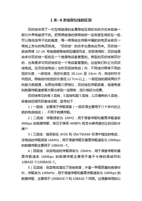 1类~6类线双绞线的区别