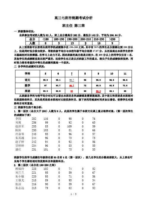高三班主任班级成绩分析 (1)