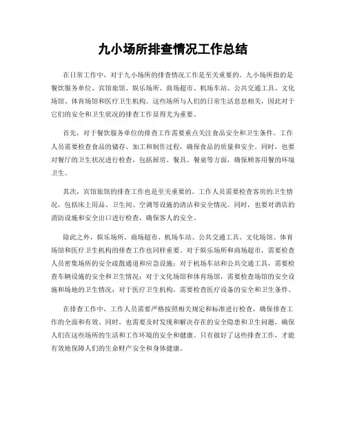 九小场所排查情况工作总结