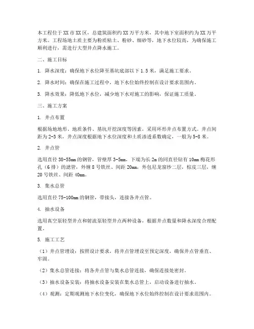 大型井点降水工程施工方案