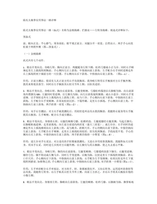 《陈式太极拳实用拳法》陈氏太极拳实用拳法一路详释