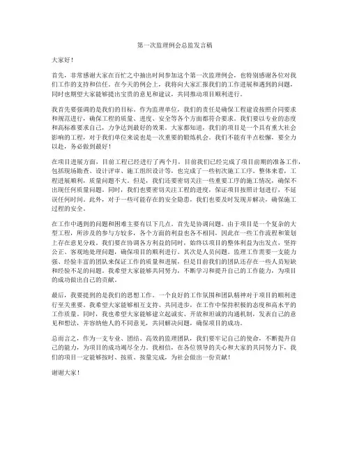 第一次监理例会总监发言稿