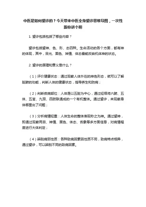 中医是如何望诊的？今天带来中医全身望诊思维导图，一次性跟你讲个明