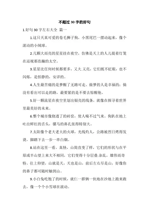 不超过30字的好句