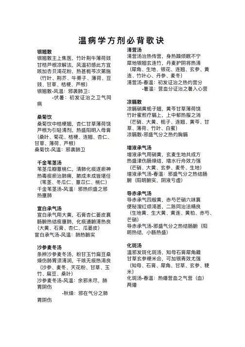 温病学必背方剂歌诀