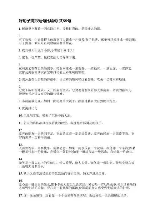 好句子摘抄短句比喻句(共71句)