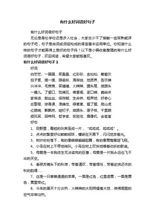 有什么好词语好句子