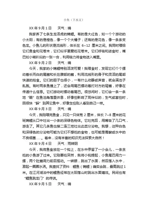 小鱼（下水文）_日记作文