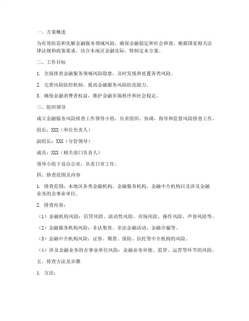 金融服务风险排查方案模板