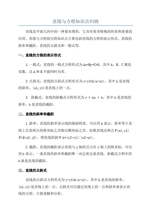 直线与方程知识点归纳