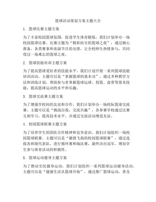 篮球活动策划方案主题大全