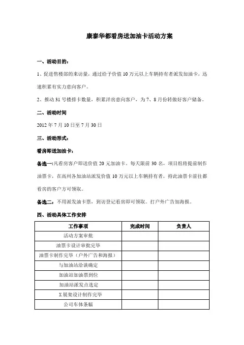 看房送加油卡方案