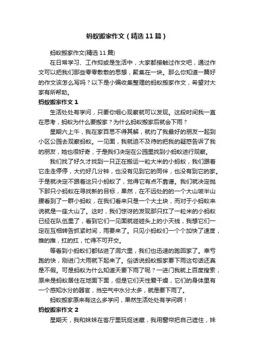 蚂蚁搬家作文（精选11篇）