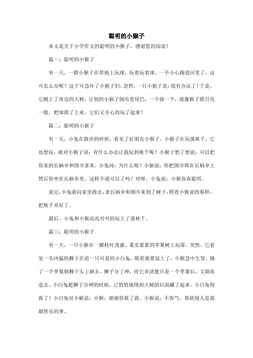 聪明的小猴子_小学作文