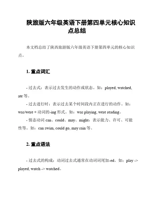 陕旅版六年级英语下册第四单元核心知识点总结