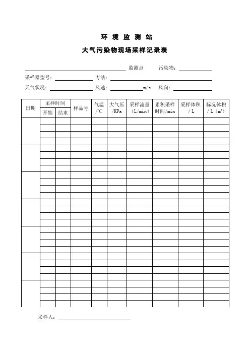 环境监测现场采样记录表