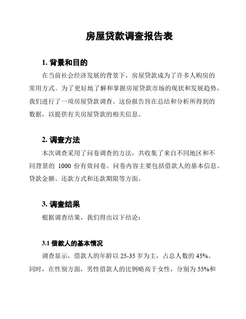 房屋贷款调查报告表